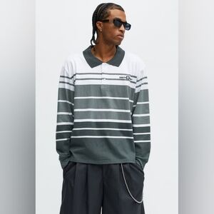 South Pole  Long Sleeve Thick To Thin Striped Men's Polo Shirt